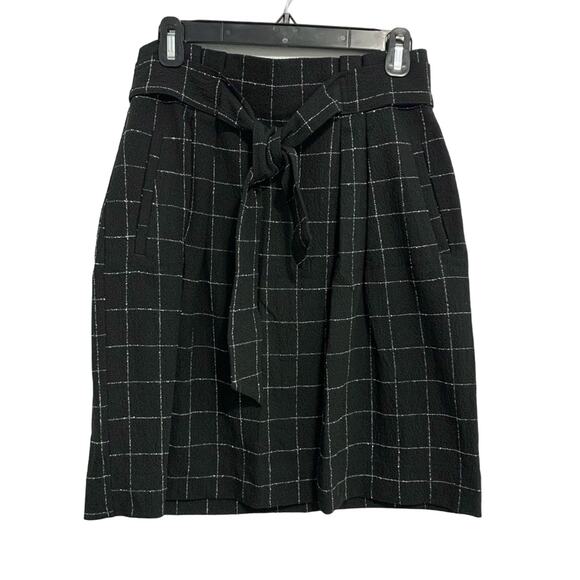 H&M Black and White Windowpane Plaid Belted Mini Skirt - Picture 1 of 9